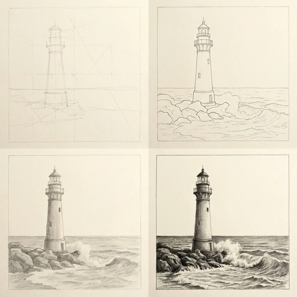 Tavola passo dopo passo di un faro