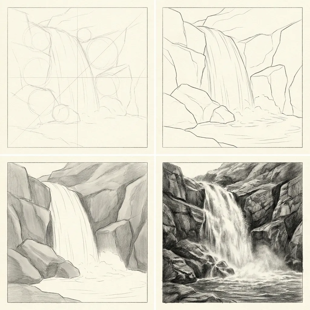 Tavola passo dopo passo di una cascata